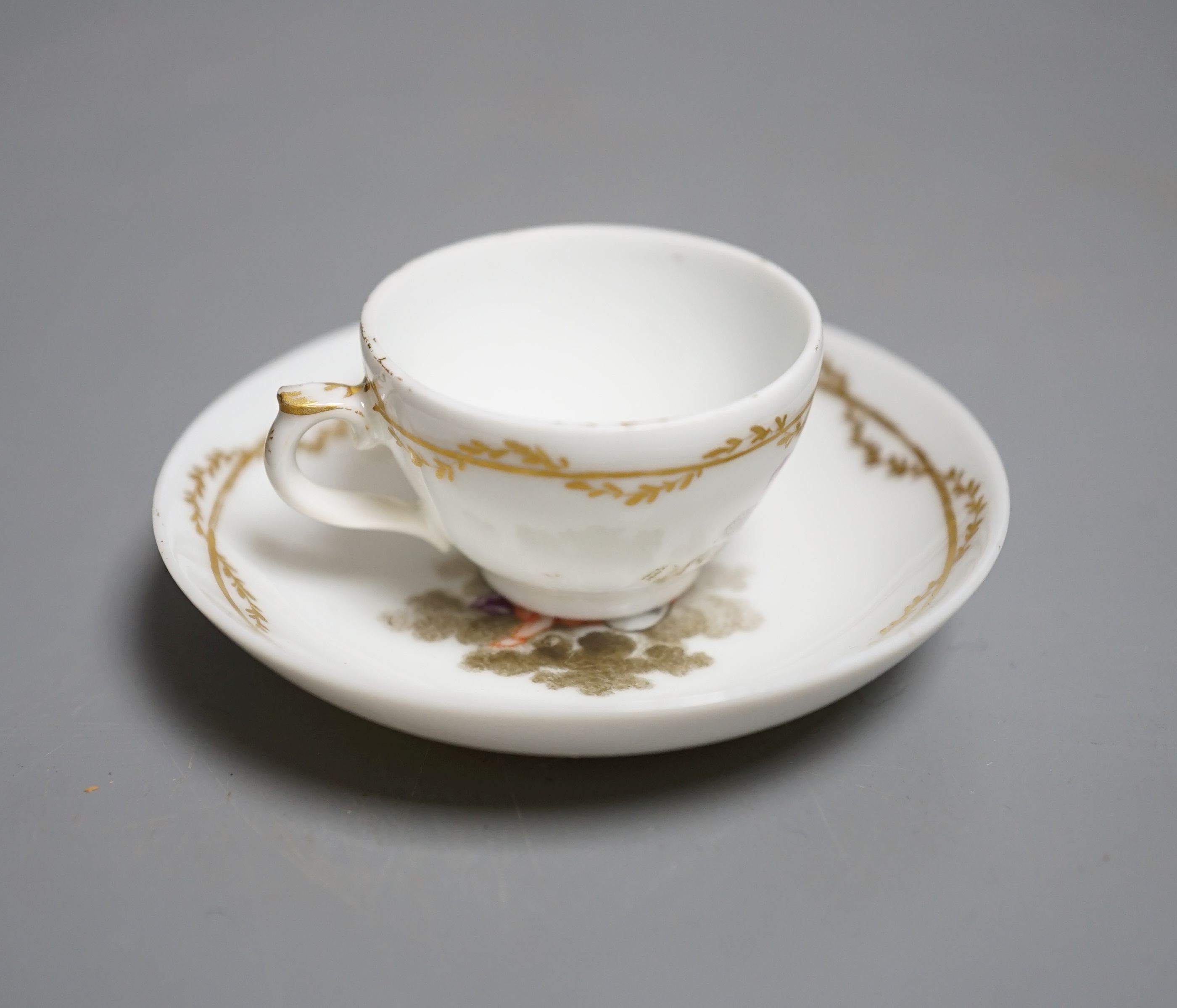 A rare Copenhagen miniature cup and saucer, c.1800. Provenance - Mona Sattin collection of miniature cups and saucers, collection no. 207.